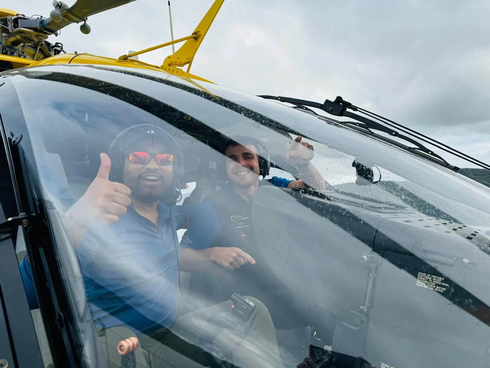 Aboard a Quark Expeditions helicopter